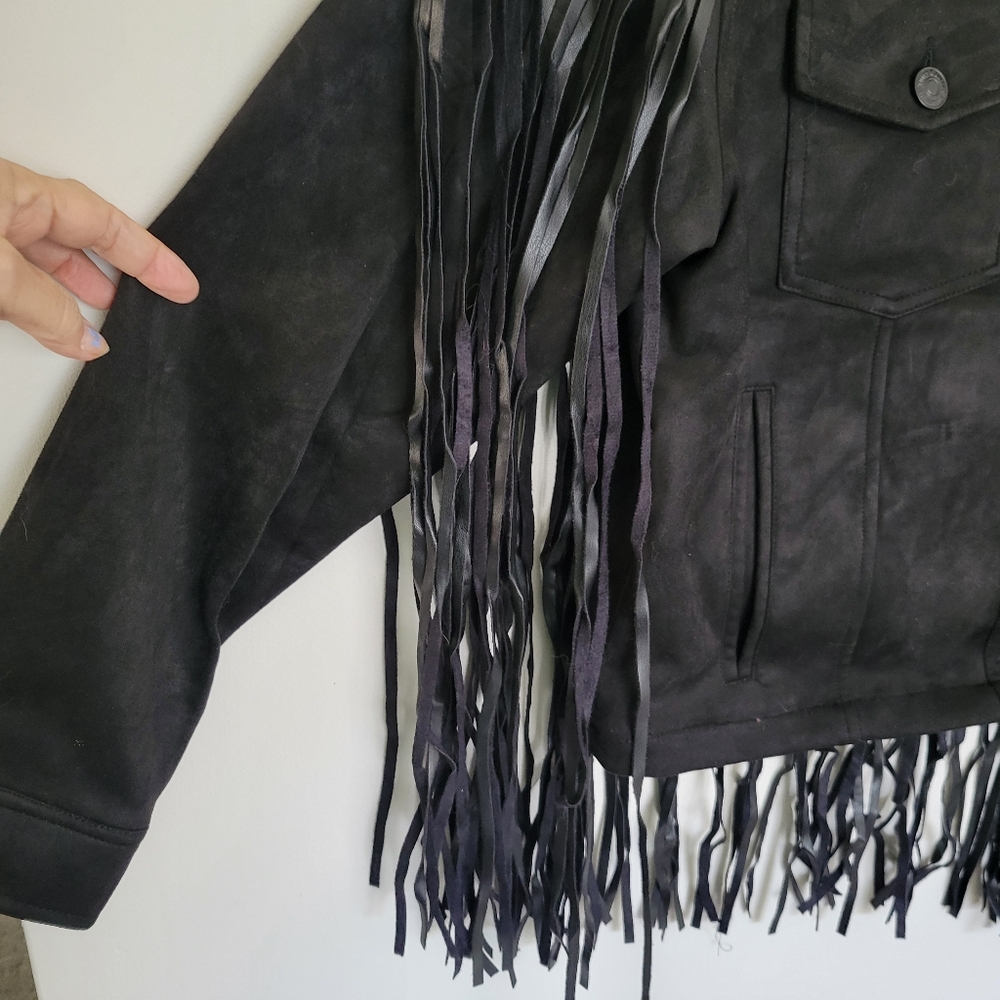 Juicy Couture Black Fringed Jacket Sz S NWT - Picture 6 of 12